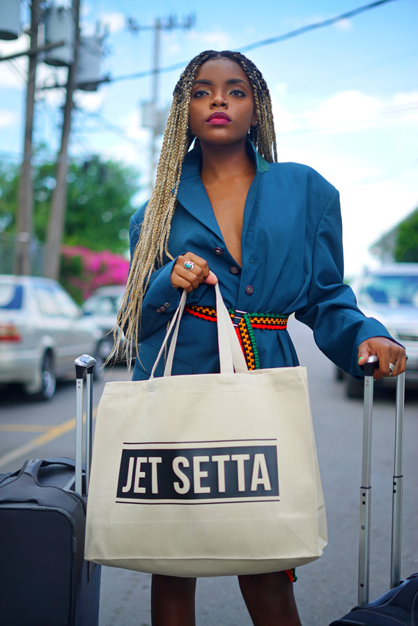 Jet Setta Travel Tote Bag - Natural/Black